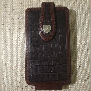 Luxory Ariat Brown Leather Phone Case w/ Holster Clip